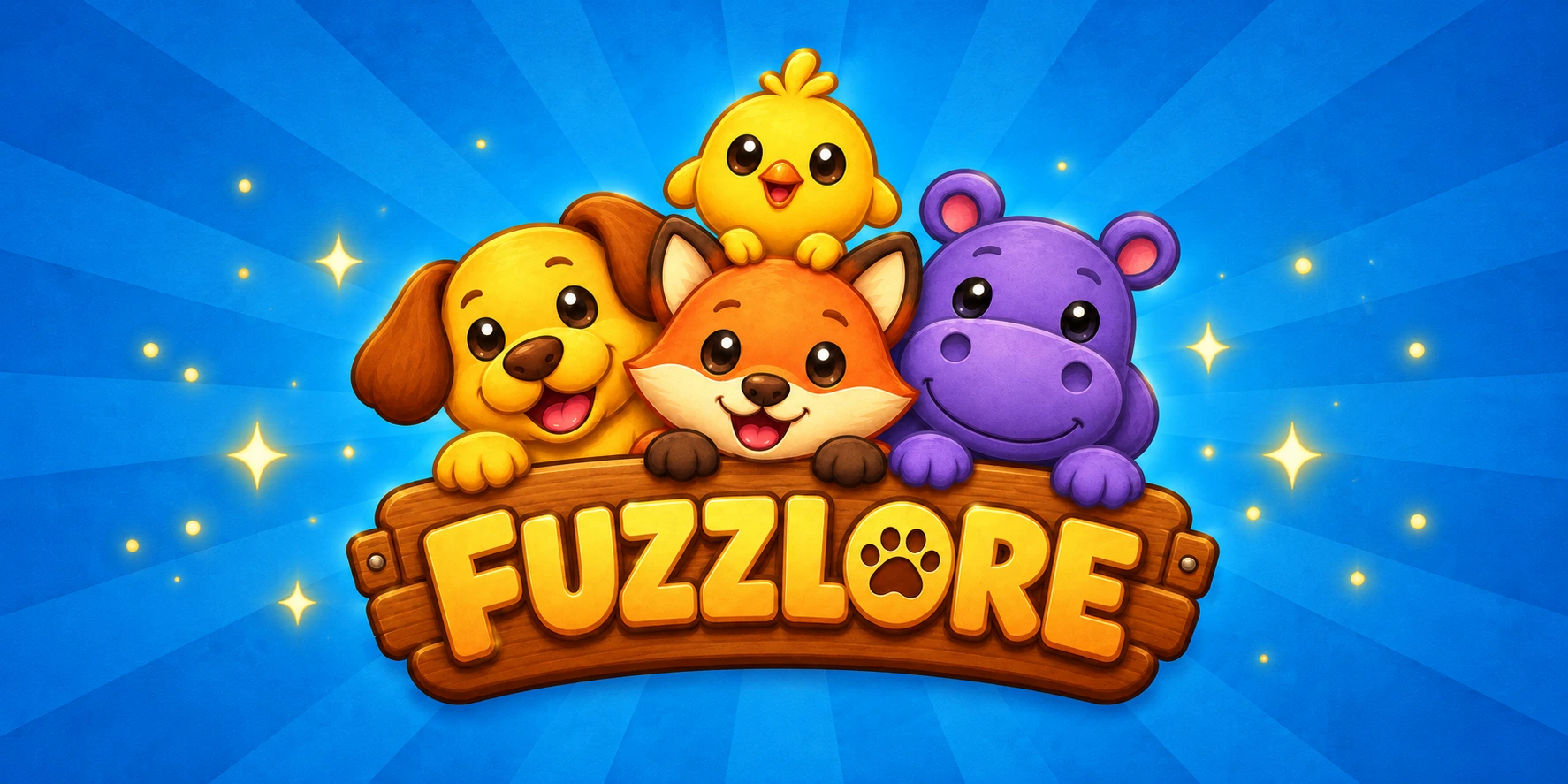 Fuzzlore Animal Match — köpek, tilki, su aygırı ve civciv maskotları